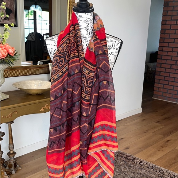 Accessories - Batik print chiffon scarf beautiful colors